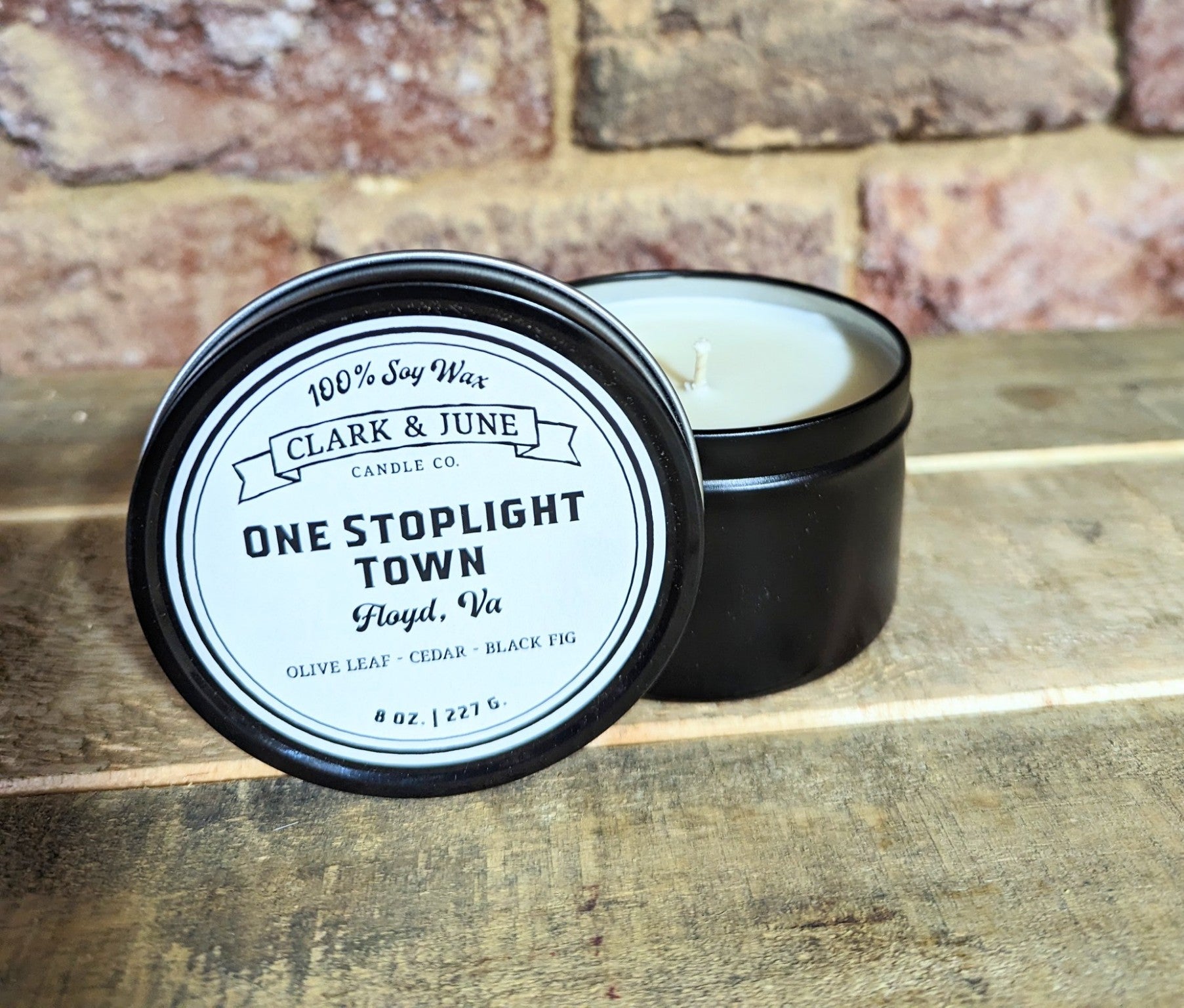 One Stoplight Town Tin Candle
