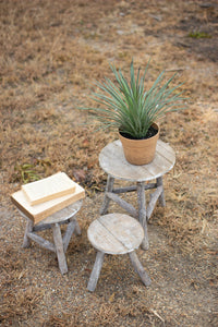 Recycled wooden display stools