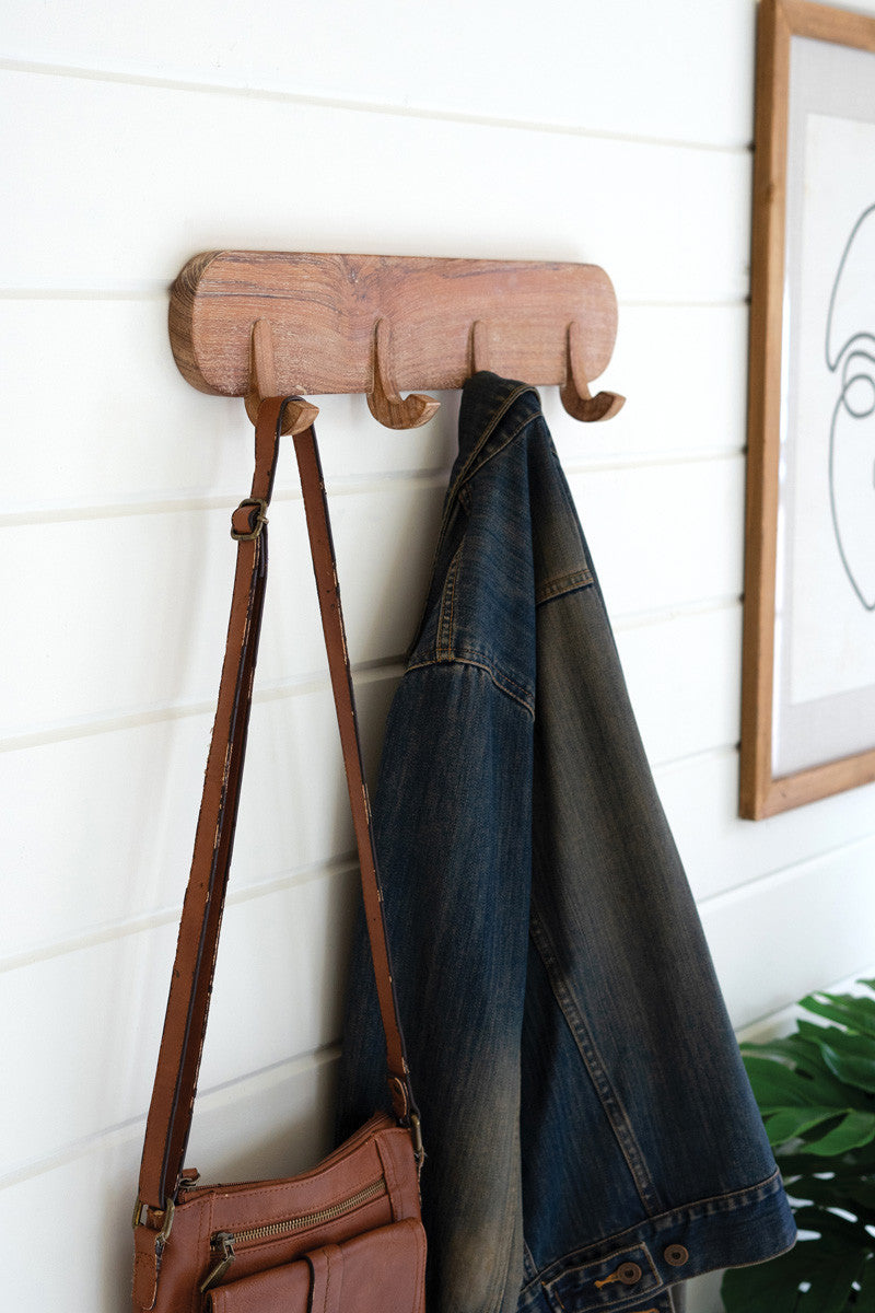 Reclaimed wooden four hook coat rack