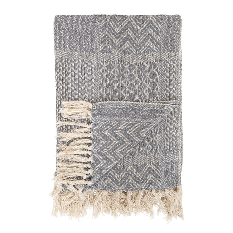 Multi-Patterned Grey Throw with Fringe