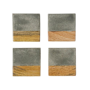 Cement and Wood Coasters, Set of 4