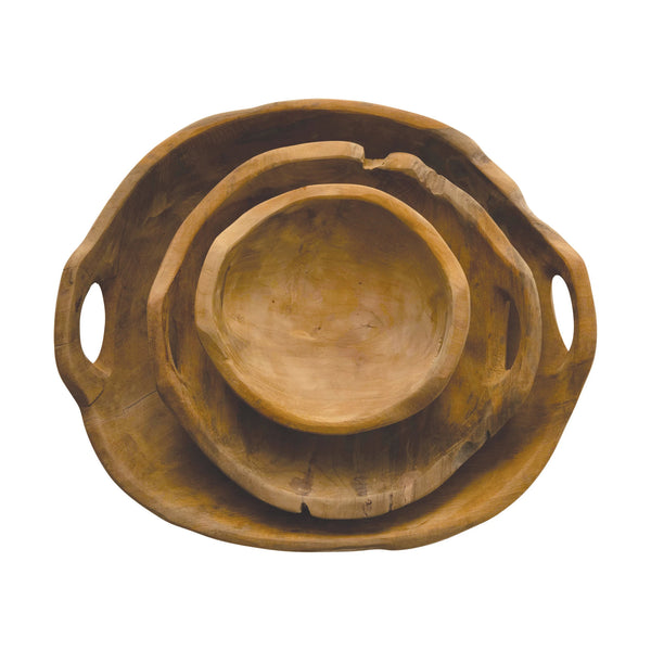 Teak Wood Bowls with Handles