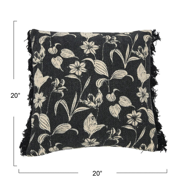 Pillow, Floral Black & Tan Floral Pillow