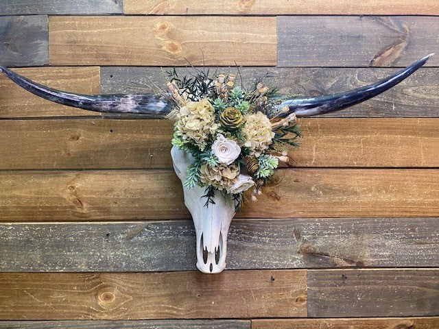 Longhorn Floral Skull