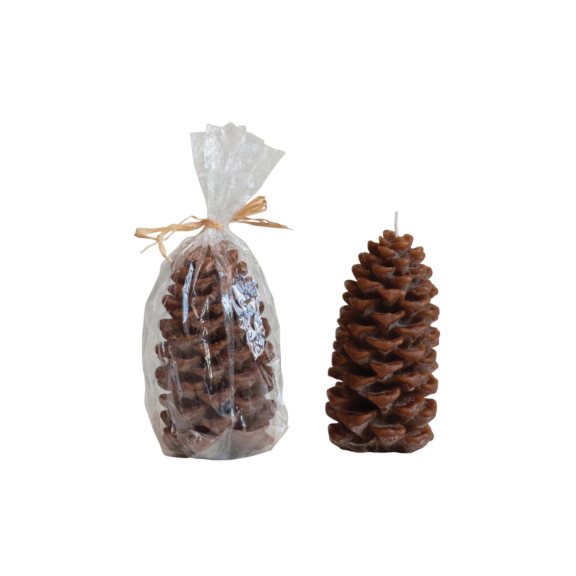 Unscented Pinecone Shaped Candle Brown