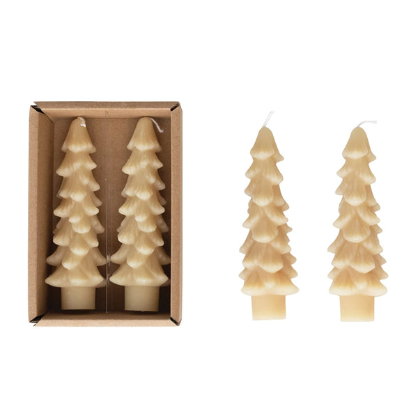 Small Unscented Tree Shaped Taper Candles, Set of 2