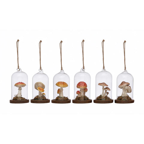 Assorted Glass Cloche Ornament with Mushrooms